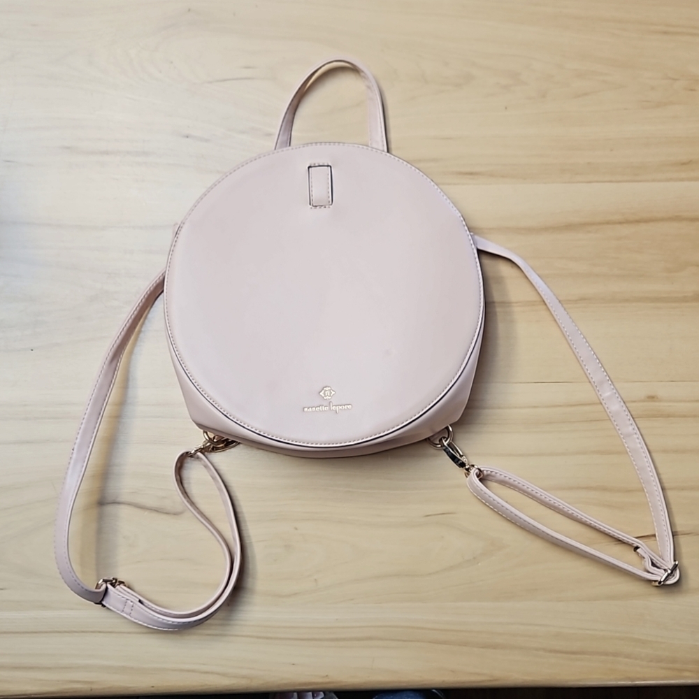 Nanette Lapore adjustable Fun Round Pink backpack Purse - Picture 5 of 8